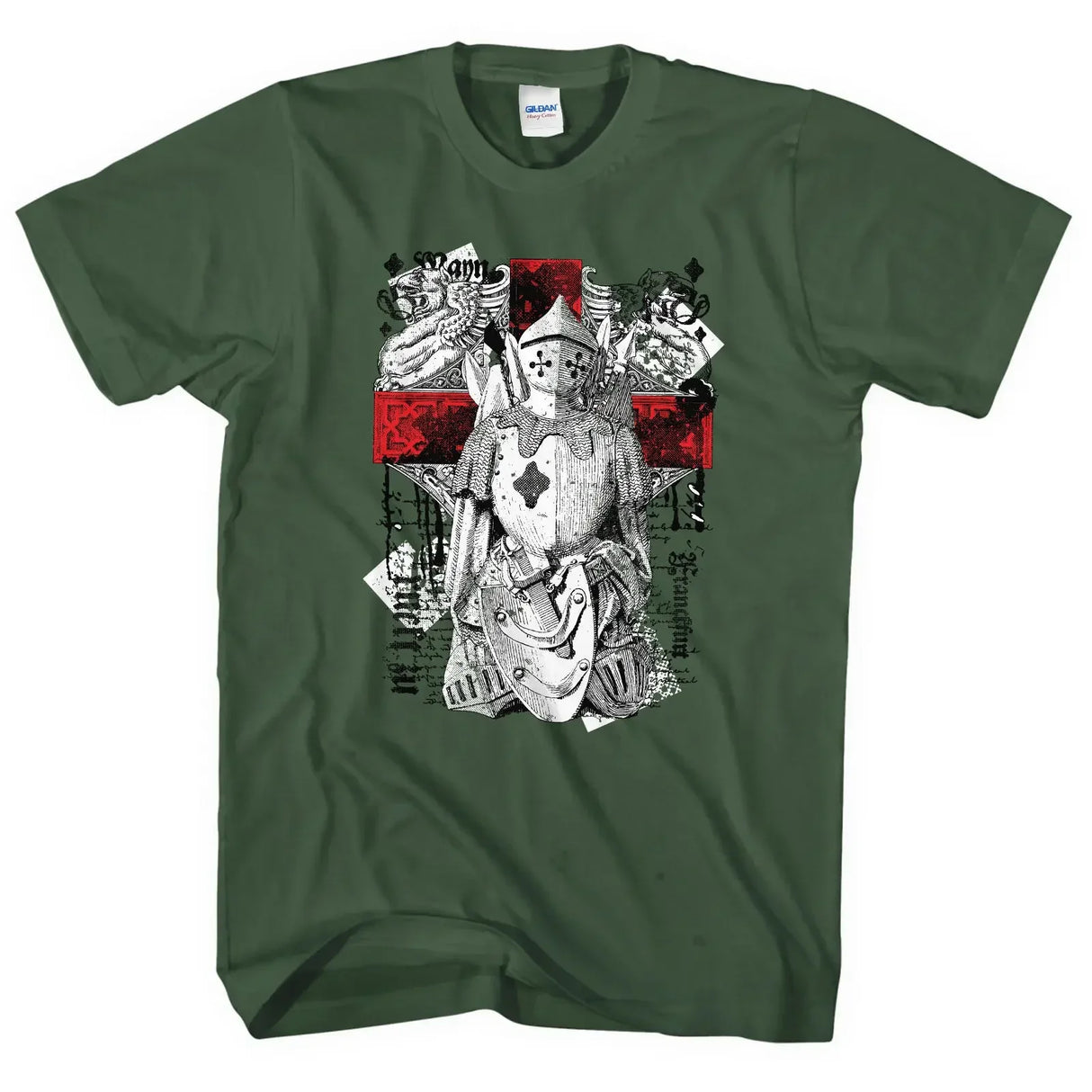 England Cross St George Knight Armour T-Shirt 100% Cotton O-Neck Short Sleeve Summer Casual Mens T-shirt Streetwear