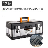 Household portable stainless steel tool box storage box industrial grade empty large toolbox suitcase metal tool organizer box