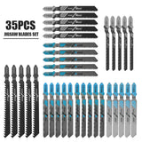 35Pcs Jigsaw Blades Set T-Shaft HCS Assorted Jig Saw Blades for Wood Plastic and Metal Cutting Blades forBlack & Decker Metabo