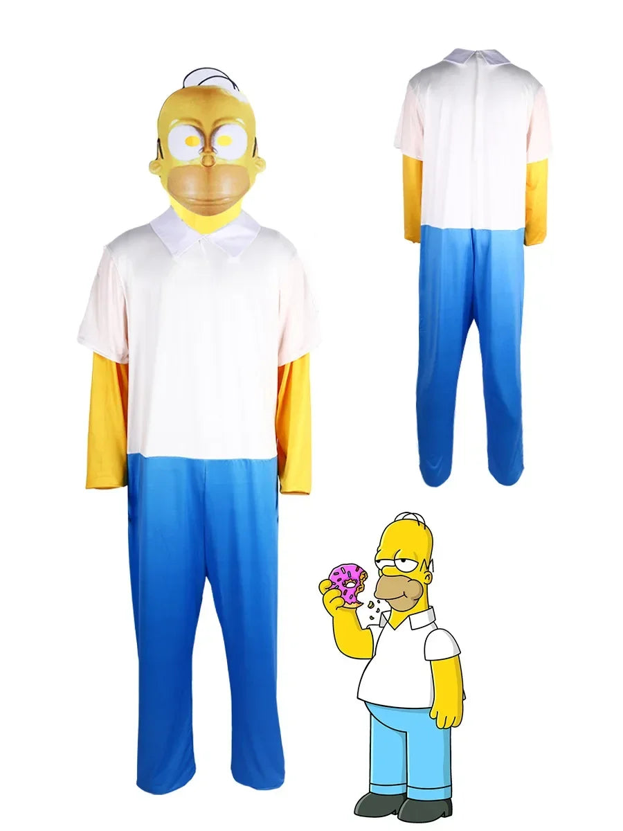 2025 Halloween  Ensemble complet de cosplay d'anime Simpson, performance sur scène, parent-enfant
