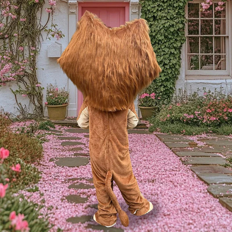 Cartoon Brown Lion Mascot Costume Adult Animal Character Lion King Cosplay Mascotte Fancy Dress Theme Party Carnival Props