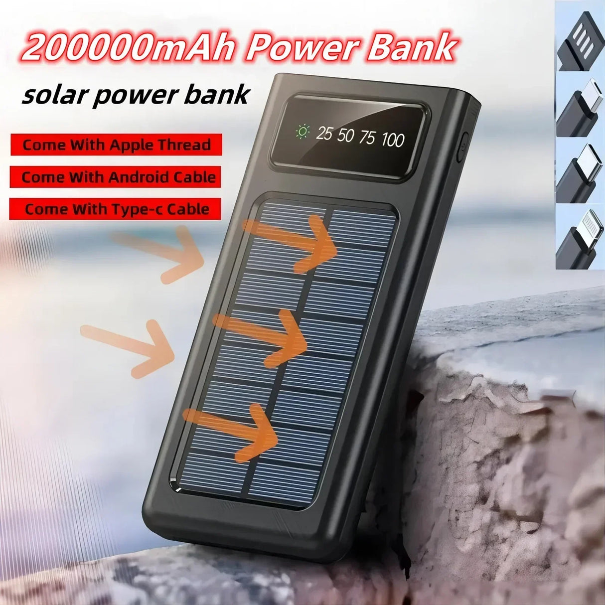 200000mAh portable power bank 4W fast charging