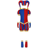 Costume de Cosplay de Clown pour femmes adultes, costume de bouffon, combinaison et chapeau bleu rouge avec gants et chaussettes