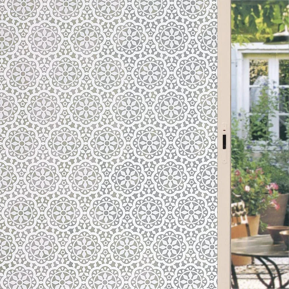 3D Frosted Decorative Window Film Privacy Static Cling Adhesive Stained Glass Film Matte Decals UV Protection Window Stickers