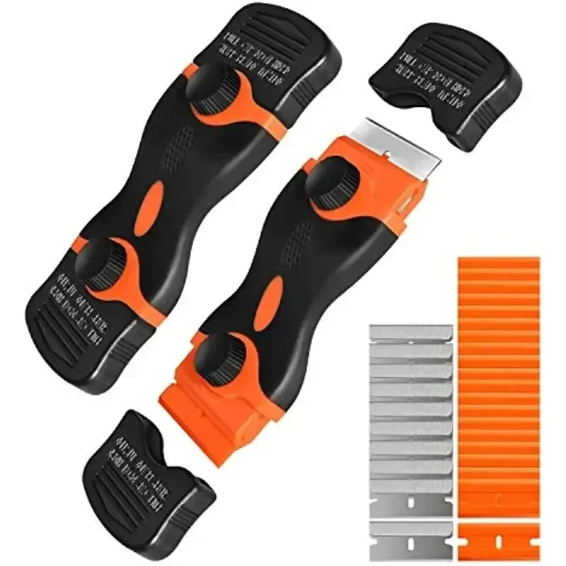 Plastic & Metal Razor Blade Scraper, Window Glass Cleaner, Vinyl Film & Adhesive Remover Tool for Car & Home