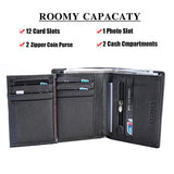 men wallet Genuine Leather Wallets For Men zipper Purse Vertical Business Wallets RFID anti-theft Credit Card Holder Money Bag