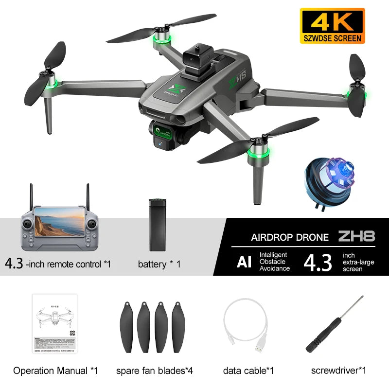 2026New Drone 4K Camera with Screen Live View Brushless Motor Stabilized Airdrop Quadcopter for Beach Photography Party Surprise