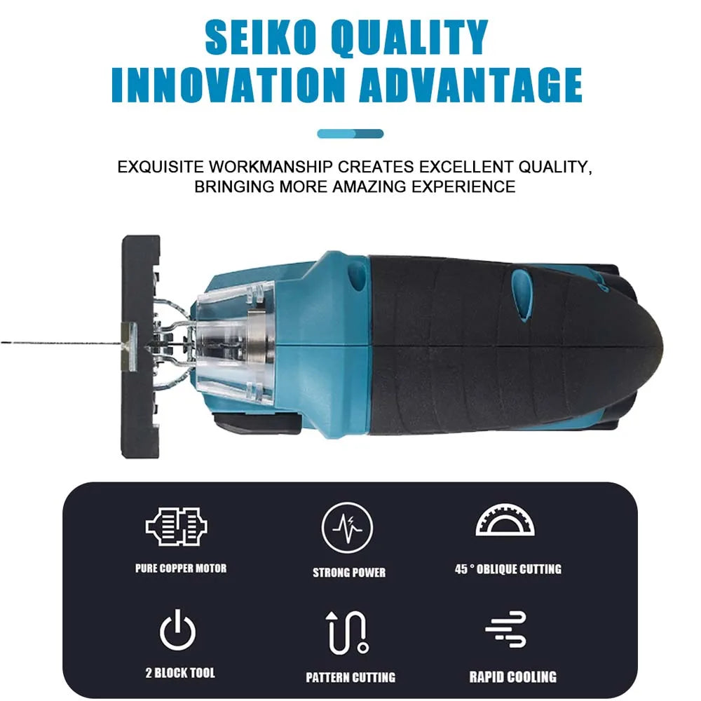 Cordless Jigsaw Portable Multi-Function Woodworking Power Tool Adjustable with 2 Battery Charger 21V Lithium XP Tool