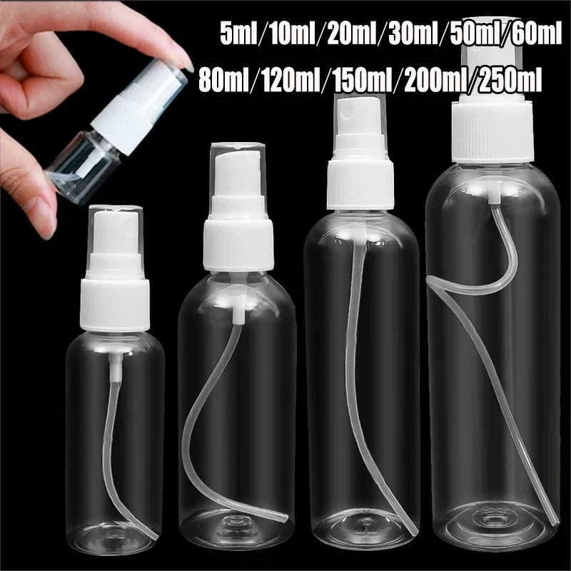 Multi-size 10/20/30 to 250ml Transparent Refillable Spray Bottle, Perfume Essential Oil Atomizer