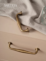 Santaya Antique Brass Furniture Handles and Knobs Bronze Wardrobe Pulls Cupboard Door Knob Retro Brass Kitchen Cabinets Handles