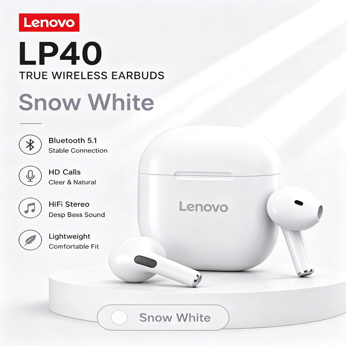 Original Lenovo LP40 TWS Bluetooth5.4 Earphones Wireless Headphones Touch Control Sport Headset Stereo Earbuds For Phone Android