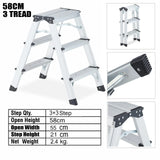 2/3 Step Folding Ladder Lightweight Aluminium Ladder Non-Slip Herringbone Ladder Wide Platform Steps for Working Household
