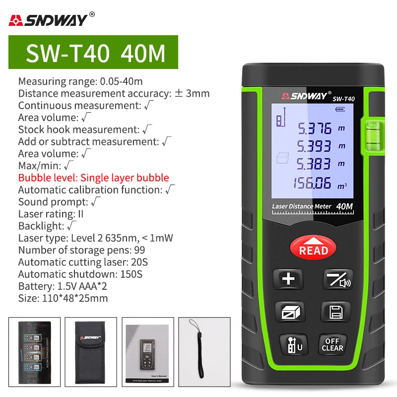 SNDWAY Laser Distance Meter Digital Range Finder 100m 70m 50m Rangefinder Trena Lazer Tape Measure Ruler Roulette Measurer Tool