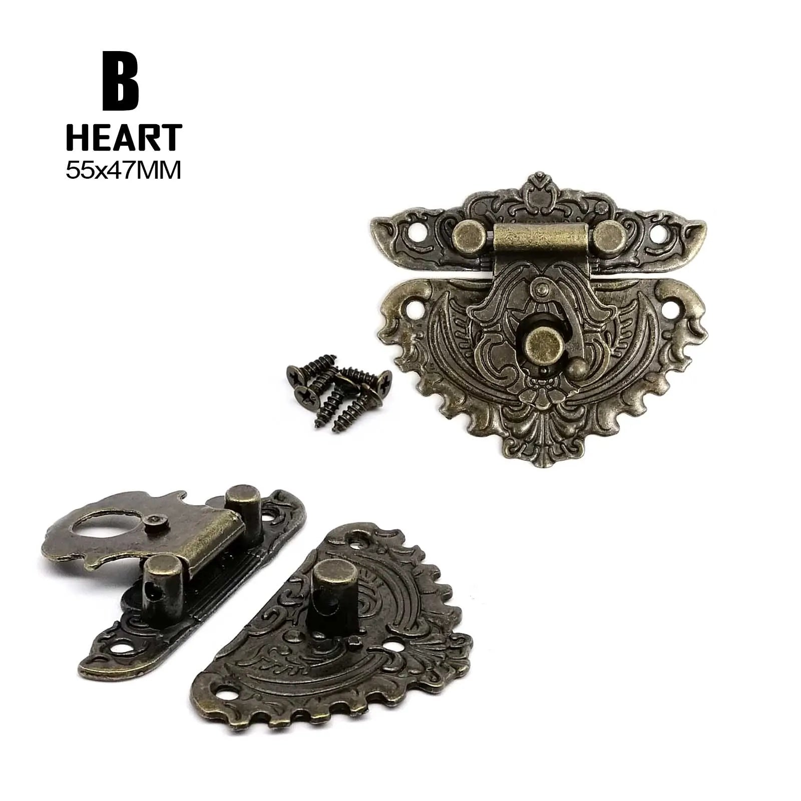 1/2/4pcs Retro Vintage Antique Brass Bronze Decorative DIY Wooden Jewelry Chest Toggle Wine Box Latch Gift Case Hasp Lock Clasp