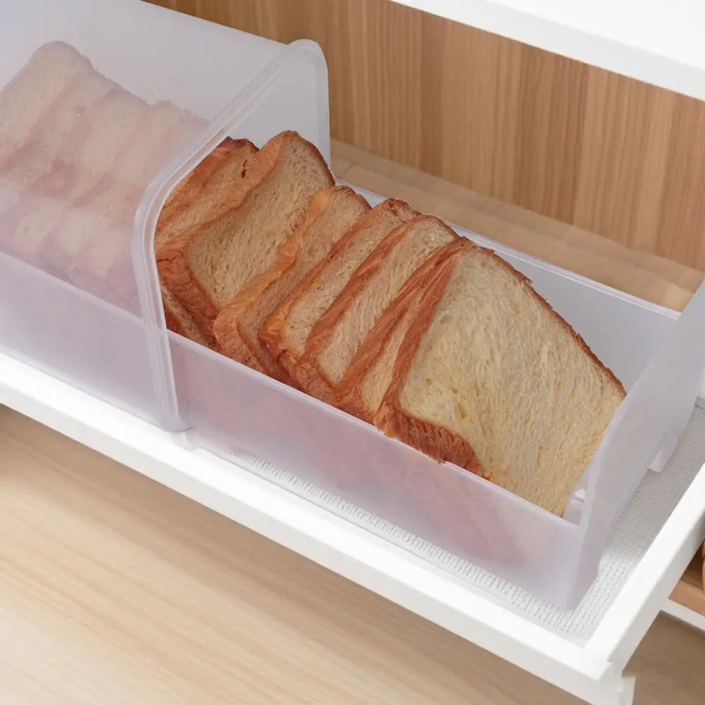 Drawer Type Bread Storage Box Toast Dispenser Case Sealed Moisture-Proof Loaf Holder Kitchen Organizer Large Capacity Bin Clear