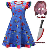 Kids Chucky Clothing for Boy Girl Long T Shirt Pants Dress Free Mask Ghost Dolls Cosplay Pyjamas Carnival Party Outfit Xmas Gift