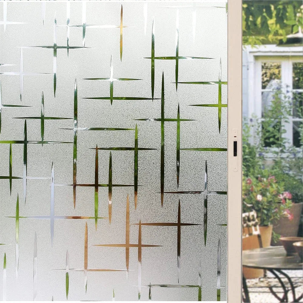 3D Frosted Decorative Window Film Privacy Static Cling Adhesive Stained Glass Film Matte Decals UV Protection Window Stickers