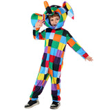 Colorful Girls Boys Elmer Elephant Costume Kids World Book Day Fancy Dress Up Halloween Patchwork Elephant Costume for Child