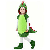 Umorden Green Dinosaur Costume Vest Hoodie for Children Boys Girls Toddler 3-4Y 6-8Y with Foot Covers Halloween Purim Clothes