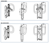 Sliding Patio Door MK3 Handle Set with Inline Locking Lever, 92PZ, White, Polished Chrome, Polished Gold