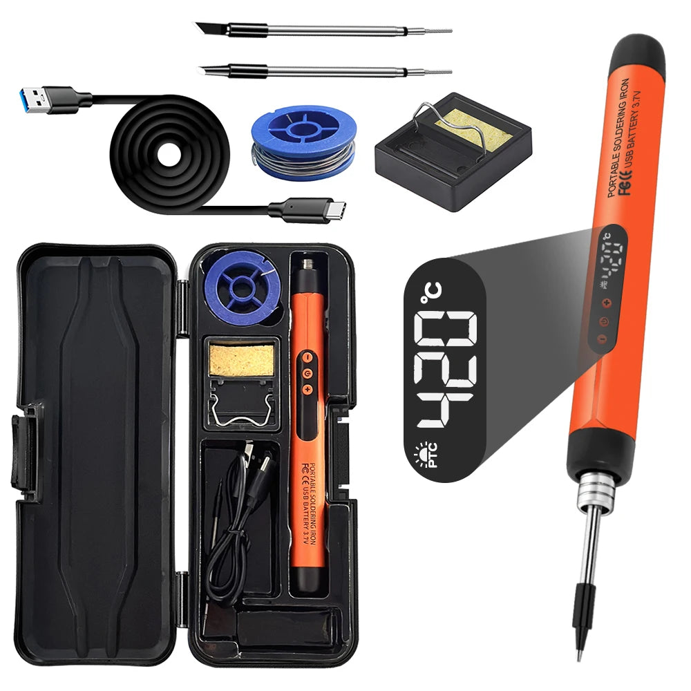 USB soldering iron mini small soldering iron set portable household type-C interface 800mAh battery Adjustable temperature