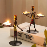 Nordic Metal Candlestick Abstract Character Sculpture Candle Holder Decor Handmade Figurines Home Decoration Art Gift