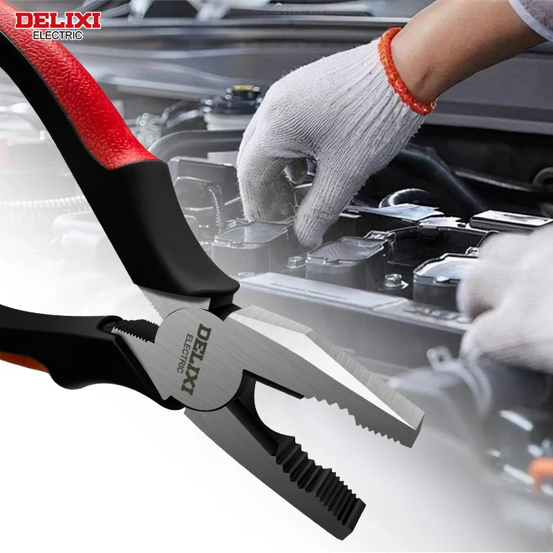 DELIXI ELECTRIC Wire Pliers，Sharp Large Opening Diagonal Pliers Needle Nose Pliers，for Cutting，Twisting and Clamping MetalWires