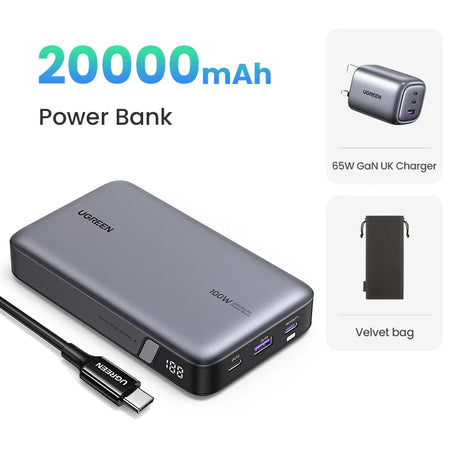 UGREEN 20000mAh portable power bank 100W fast charging