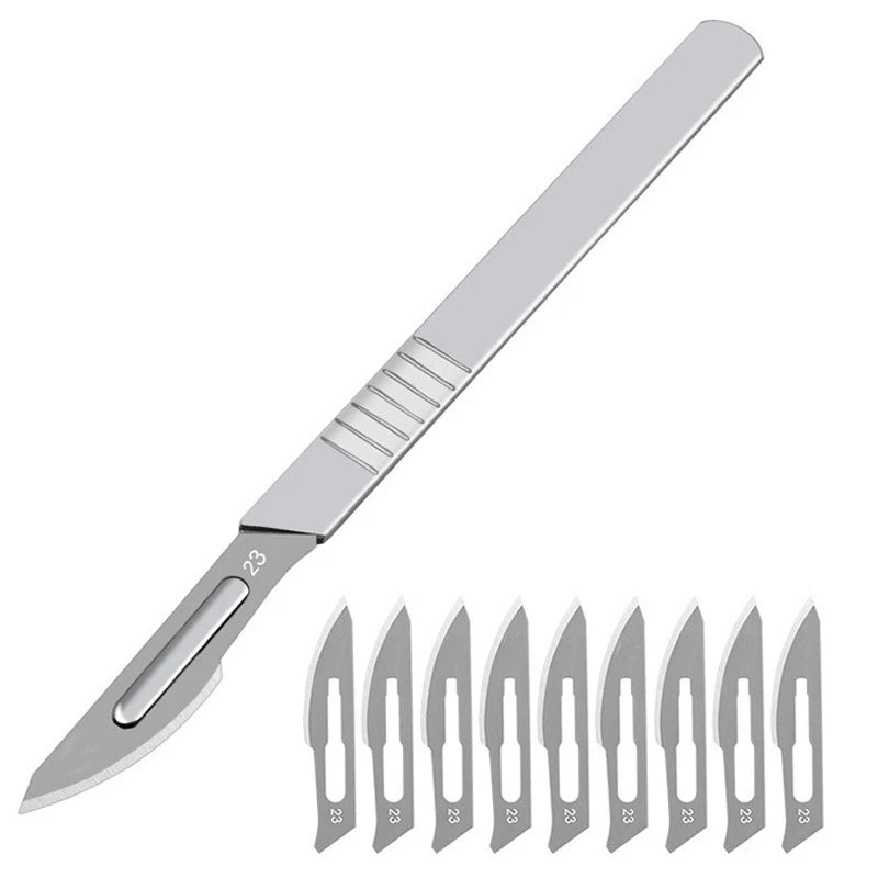11# 23# Carbon Steel Carving Metal Scalpel Blades Handle Scalpel DIY Cutting Repair Animal Surgical Knife Tool Kits Box Non Slip