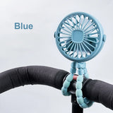 Portable Clip Fan Mini Stroller Fan USB Rechargeable Baby Stroller Octopus Fan 360° Rotate Outdoor Tripod Fan Small Clip Fan