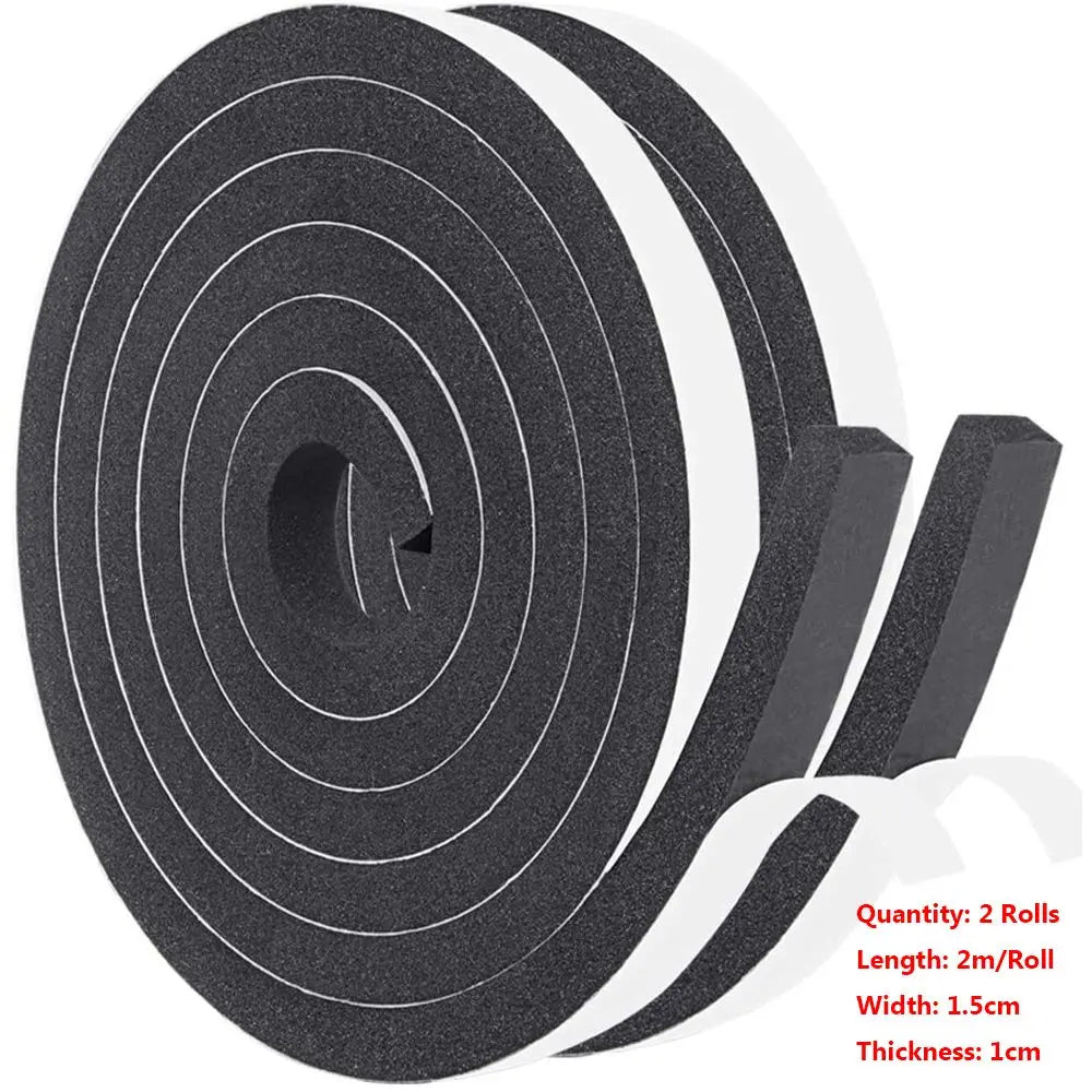 2M/Roll Foam Door Window Sealing Strip Weather Stripping Self-Adhesive Soundproof Windproof Dustproof Draught Excluder