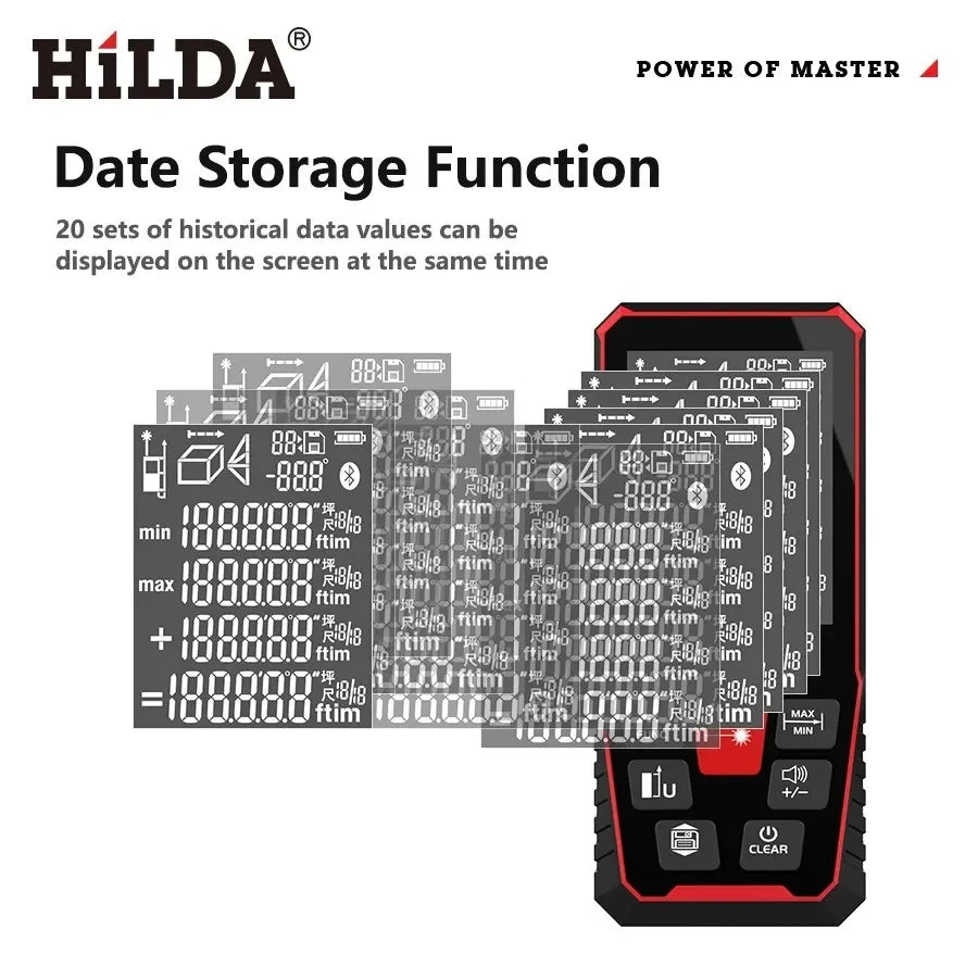 HILDA 50M/100M/120M Laser Rangefinder Professional Measuring Instrument Laser Rangefinder Testing Tool