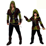 Parent-child outfit Adult Man Children Hunter Archer Robin Hood Costume for Boy's Huntsman Peter Pan Costumes Green Deluxe Cos