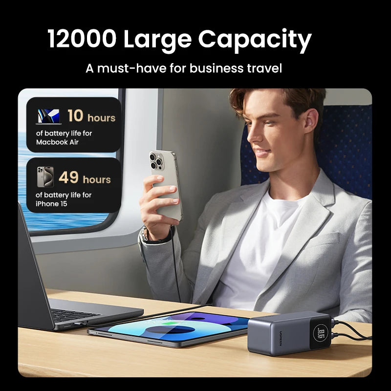 UGREEN 12000mAh portable power bank 100W fast charging