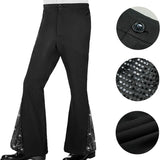 60s 70s Hippie Halloween Costume Sequins Pants Shirt Tops Bell Bottom Men's Flared Trouser Adult Disco Singer Dance Shiny Outfit