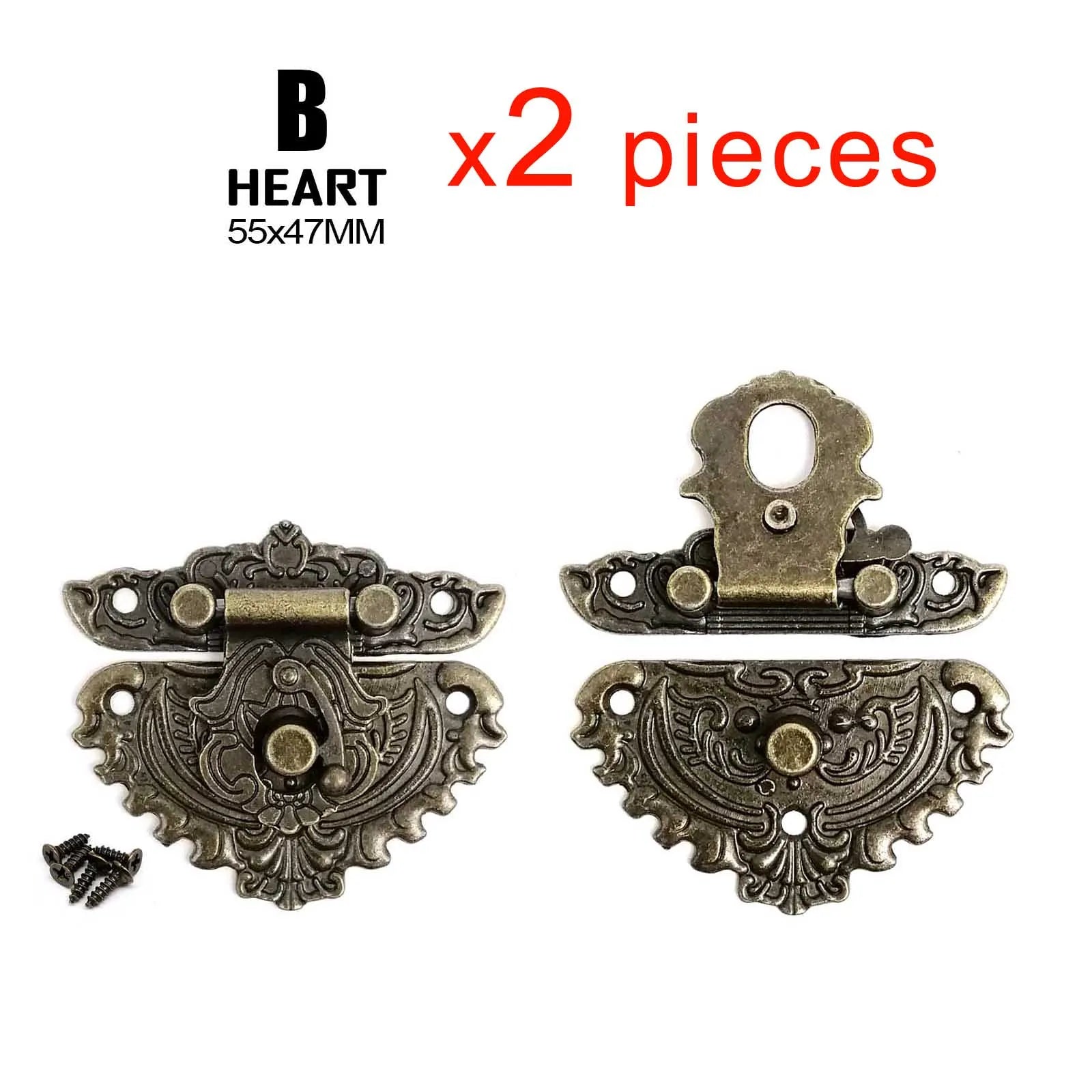 1/2/4pcs Retro Vintage Antique Brass Bronze Decorative DIY Wooden Jewelry Chest Toggle Wine Box Latch Gift Case Hasp Lock Clasp