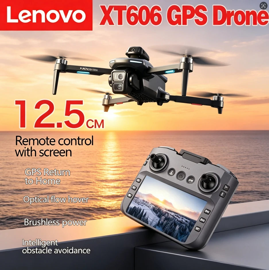 Lenovo XT606 MAX GPS Drone 4k HD 8K Professional 8K HD Camera FPV Wish Screen Drone 360° Obstacle Avoidance Quadcopter Toys Dron
