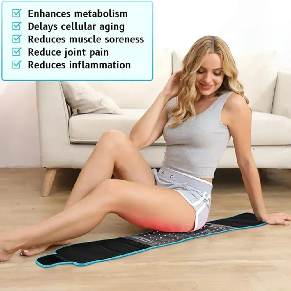 Near Infrared&Red Light Therapy Wrap Belt 660nm&850nm for Body Pain Relief Wearable Pad for Waist Back Stomach Muscle Beauty