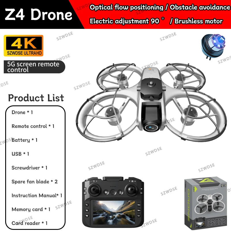 New Z4 Mini Drone 4K HD Camera  Aerial Photography Brushless Motor Optical flow positioning Large screen Rc Quadcopter Toys Gift