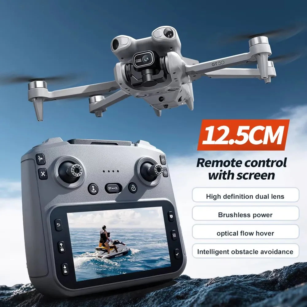 2026 GT50 Aerial Photography Drone with Obstacle Avoidance HD Brushless Quadcopter with Large Screen Remote Control Toy Aircraft