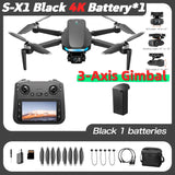 S-X1 MAX GPS Drone with 3-Axis Gimbal 5000m FPV 8K/4K HD Camera with LCD RC Screen 3 Batteries Professional RC Quadcopter Gifts