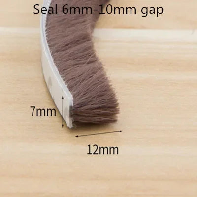 10/5Meters Brush Strip Self Adhesive Door Window Sealing Strip Home Door Window Sound Insulation Seal Film Door Weather Strip