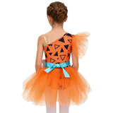 Halloween Cavegirl Caveman Costumes for Girls 3D Bone Mesh Tutu Leotard Dress Flintstone Hominid Gymnastic Ballet Dance Leotard