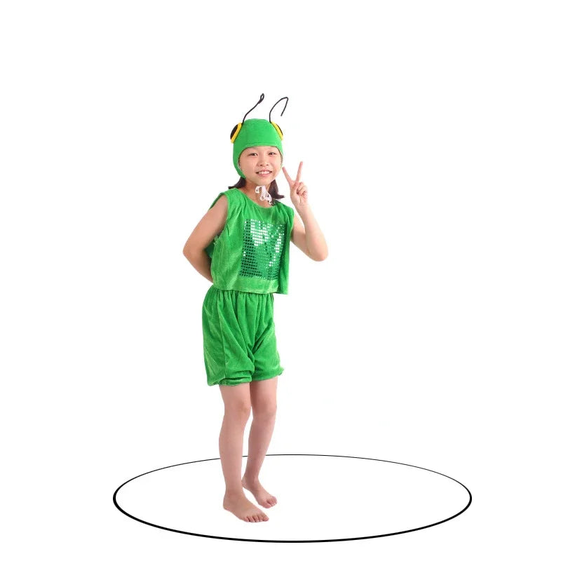 Boy Girls Children Animal Costume Cosplay Performance Props Clothing Grasshopper Mantis Bear Kangaroo Panda Squirrel Elephant