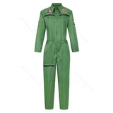 Adult Astronaut Costume for Women Men Flight Suit Costume Cosplay Space Astronaut Blue Full Body Jumpsuit with Zipper Carnival