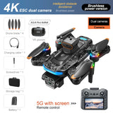 Lenovo A14 Pro Max Drone 8K HD Three Camera GPS Brushless Optical Flow Obstacle Avoidance 4.5-inch large screen UAV RC 20000M