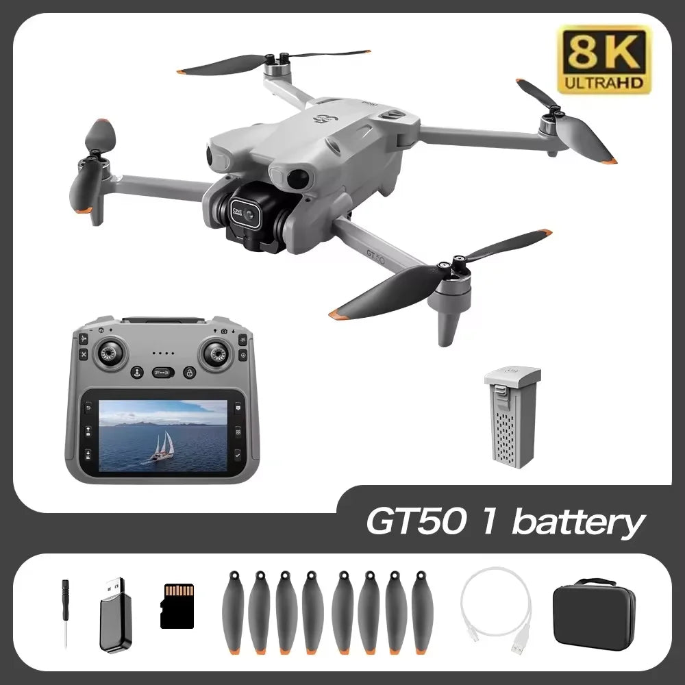GT50 Pro 8K Dual-Camera HD Aerial Photography Foldable Screen RC Quadcopter New Upgraded Drone Dron with Toy for Kids Boys Gifts