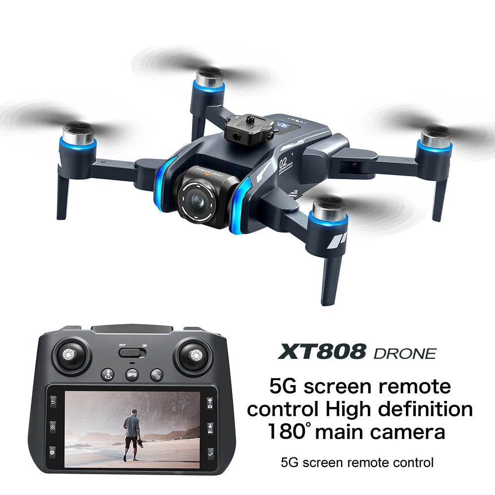 XT808 GPS Rc Drone 5G Professional 8K HD Aerial Dual Camera Omnidirectional Screen Laser Obstacle Avoidance FPV Dron 15000M