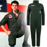 Top Gun Movie Cosplay American Airforce Uniform Halloween Costumes for Men Kids Adult Army Green Pilot Jumpsuit Astronaut