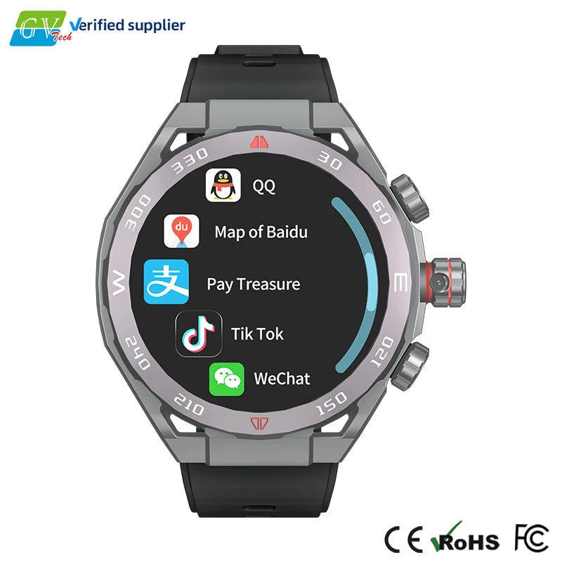 YLL-VP900 Outdoor Sports Smart Watch SIM Card 4G Android for Men GPS 2+16G Camera AMOLED IP67 Wireless Call Activity Tracker Ema